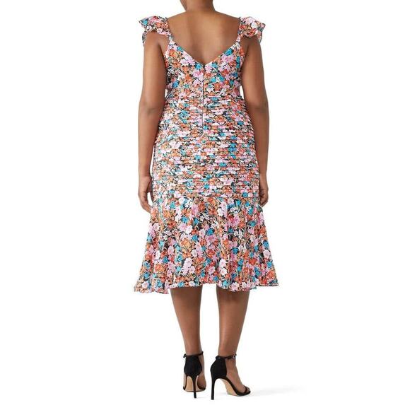 La Maison Talulah Women’s XL Cloud Nine Multi Floral Ruffle Midi Dress - Picture 2 of 9